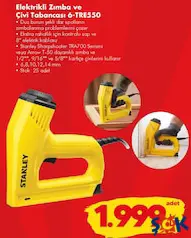 STANLEY ELEKTRİKLİ ZIMBA VE ÇİVİ TABANCASI 6-TRE550 fiyat ve kampanya bilgisi